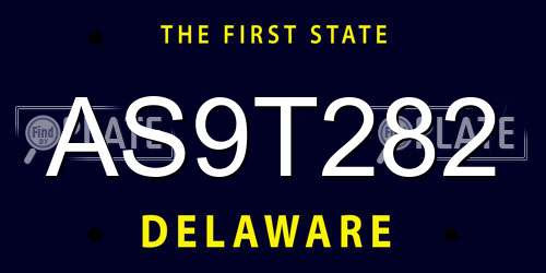 AS9T282 Delaware License Plate