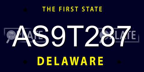 AS9T287 Delaware License Plate