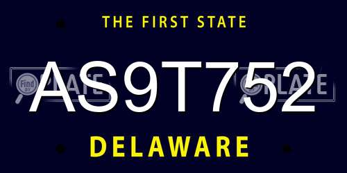 AS9T752 Delaware License Plate
