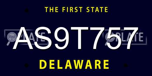 AS9T757 Delaware License Plate
