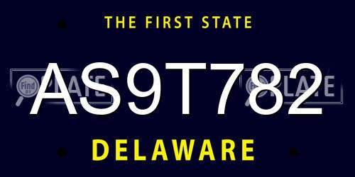 AS9T782 Delaware License Plate
