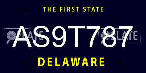 AS9T787 Delaware License Plate