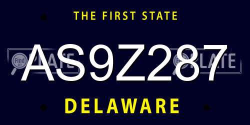 AS9Z287 Delaware License Plate