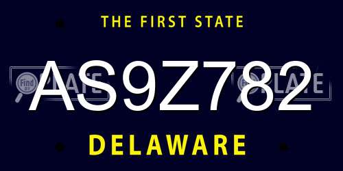 AS9Z782 Delaware License Plate