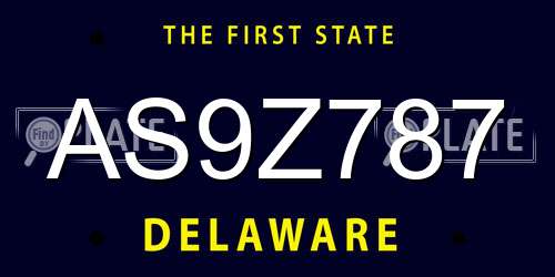 AS9Z787 Delaware License Plate