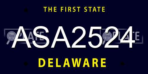 ASA2524 Delaware License Plate