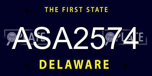 ASA2574 Delaware License Plate