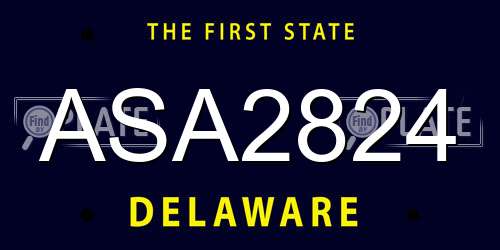 ASA2824 Delaware License Plate