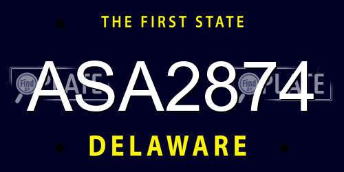 ASA2874 Delaware License Plate