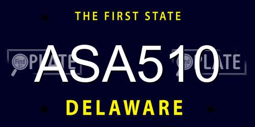 ASA510 Delaware License Plate