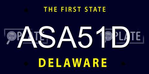 ASA51D Delaware License Plate