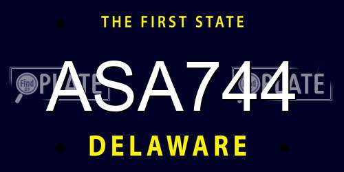 ASA744 Delaware License Plate