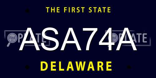 ASA74A Delaware License Plate
