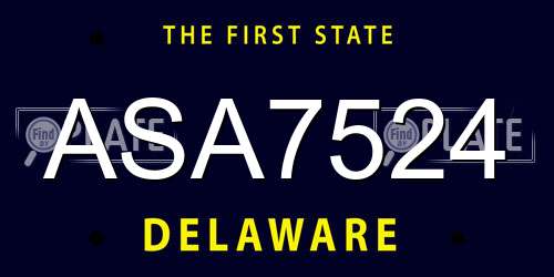 ASA7524 Delaware License Plate