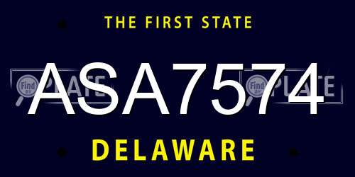 ASA7574 Delaware License Plate
