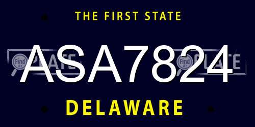 ASA7824 Delaware License Plate