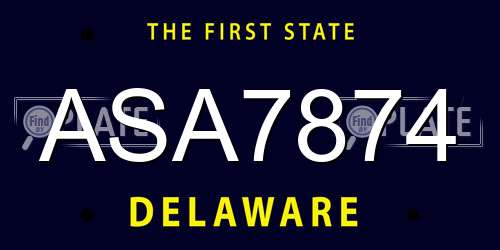 ASA7874 Delaware License Plate