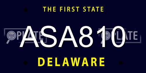 ASA810 Delaware License Plate