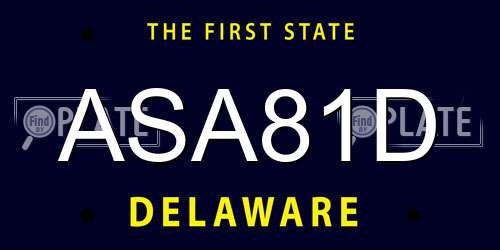 ASA81D Delaware License Plate