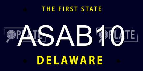 ASAB10 Delaware License Plate