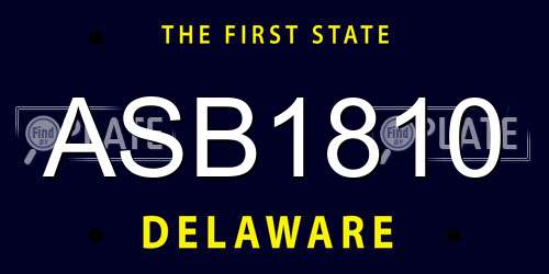 ASB1810 Delaware License Plate