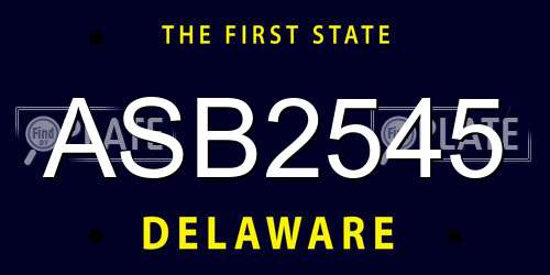 ASB2545 Delaware License Plate