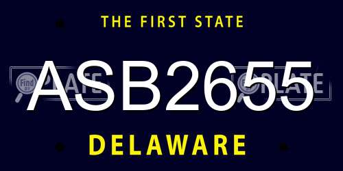 ASB2655 Delaware License Plate