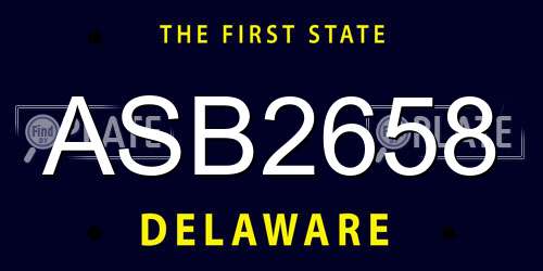 ASB2658 Delaware License Plate