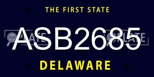 ASB2685 Delaware License Plate