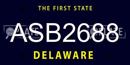 ASB2688 Delaware License Plate