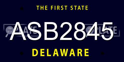 ASB2845 Delaware License Plate