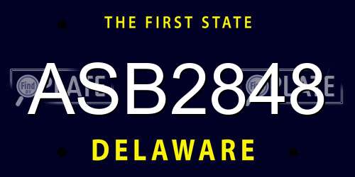 ASB2848 Delaware License Plate