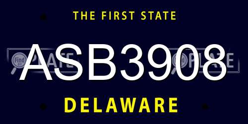 ASB3908 Delaware License Plate