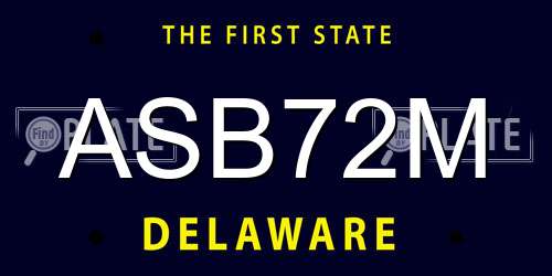 ASB72M Delaware License Plate