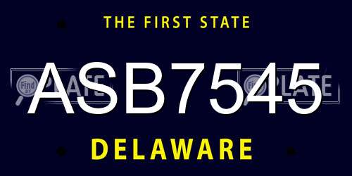 ASB7545 Delaware License Plate