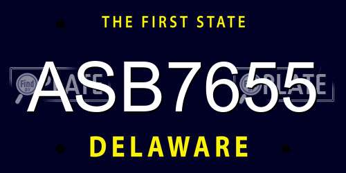 ASB7655 Delaware License Plate