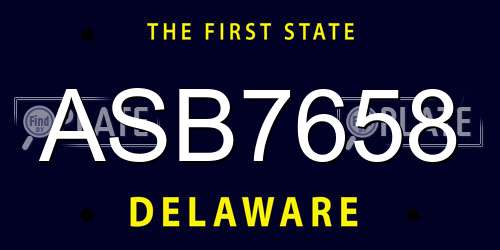 ASB7658 Delaware License Plate