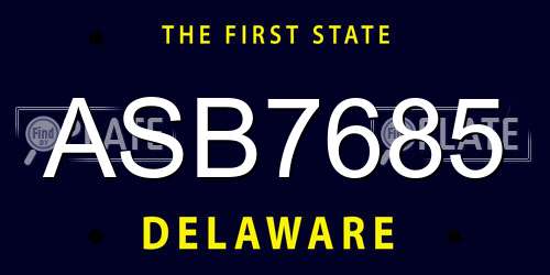 ASB7685 Delaware License Plate