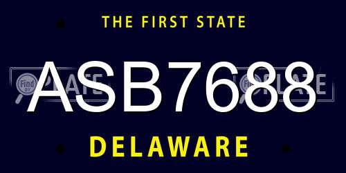 ASB7688 Delaware License Plate