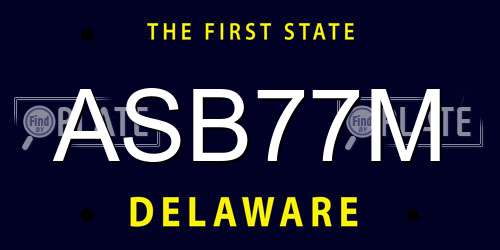 ASB77M Delaware License Plate