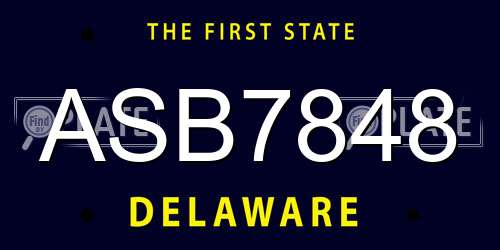 ASB7848 Delaware License Plate