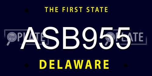ASB955 Delaware License Plate