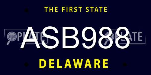 ASB988 Delaware License Plate