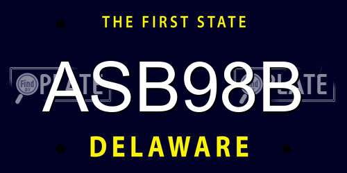ASB98B Delaware License Plate