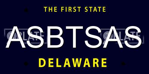 ASBTSAS Delaware License Plate