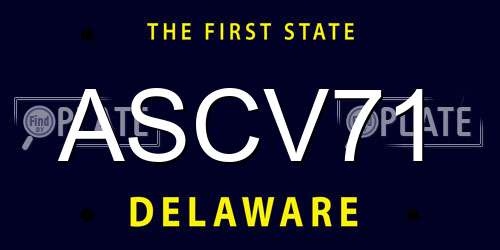 ASCV71 Delaware License Plate