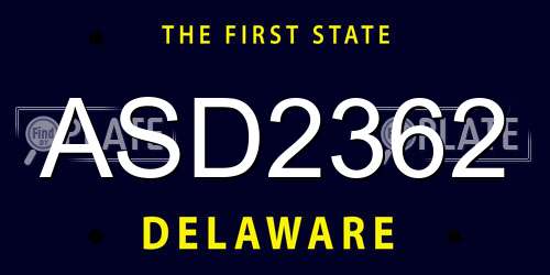 ASD2362 Delaware License Plate
