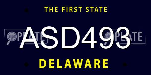 ASD493 Delaware License Plate