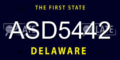 ASD5442 Delaware License Plate