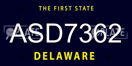 ASD7362 Delaware License Plate